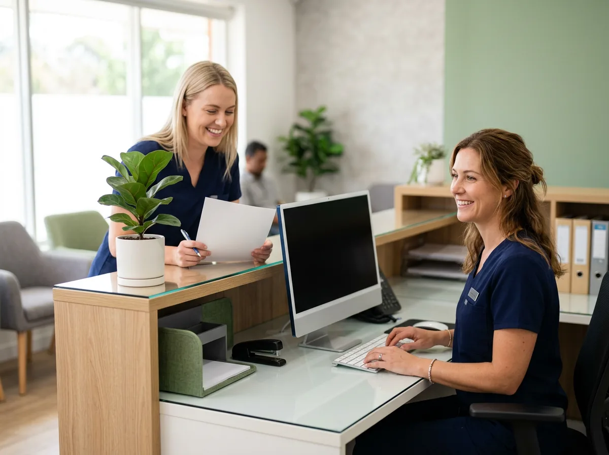 Healthcare practice staff using secure computer systems managed by VJNetworks in Rockland County