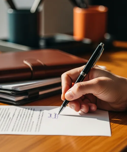 Business owner signing a cyber insurance renewal document