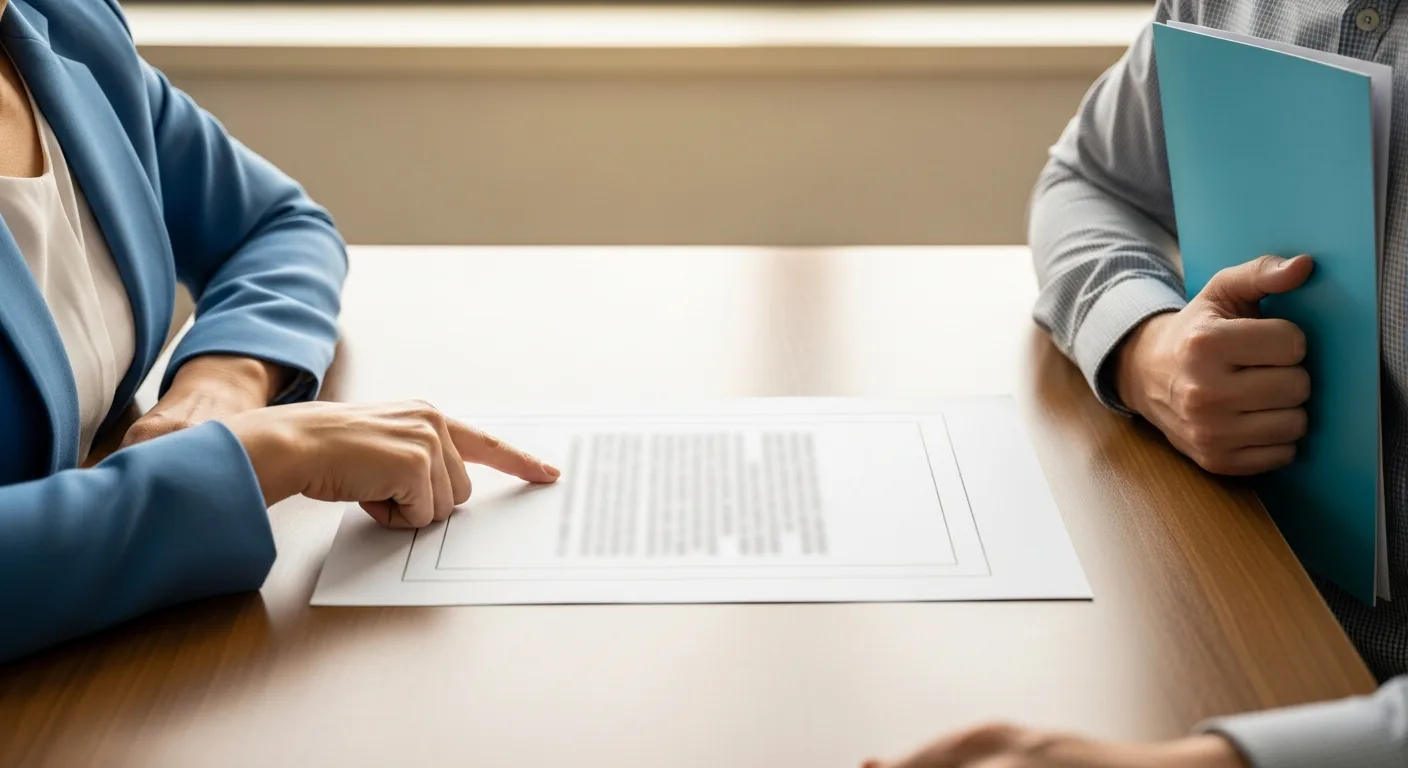 Small business owner and IT security consultant reviewing a printed credential exposure report at a desk