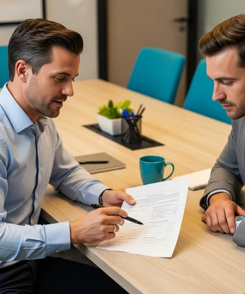 IT consultant reviewing a ransomware protection checklist with a small business client