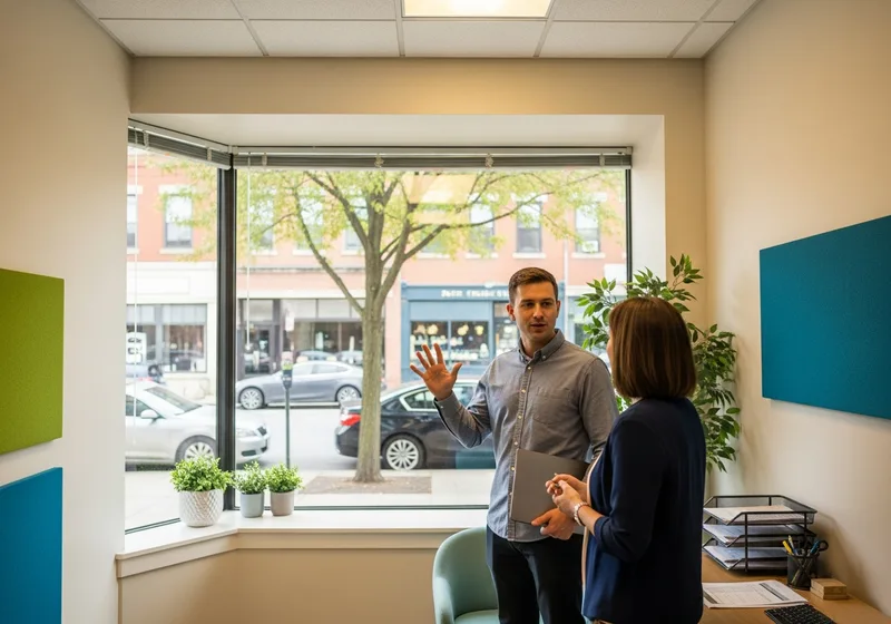 Managed IT services for small businesses in Englewood NJ, VJNetworks engineer meeting a Palisade Avenue office manager