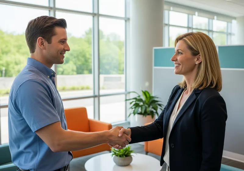 Managed IT services for small businesses in Ridgefield Park NJ, VJNetworks technician meeting a Challenger Road office manager