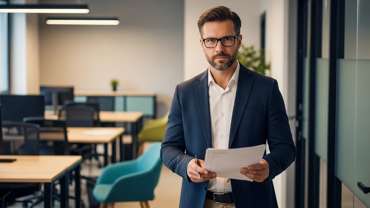 Small business owner reviewing a printed MFA enforcement checklist