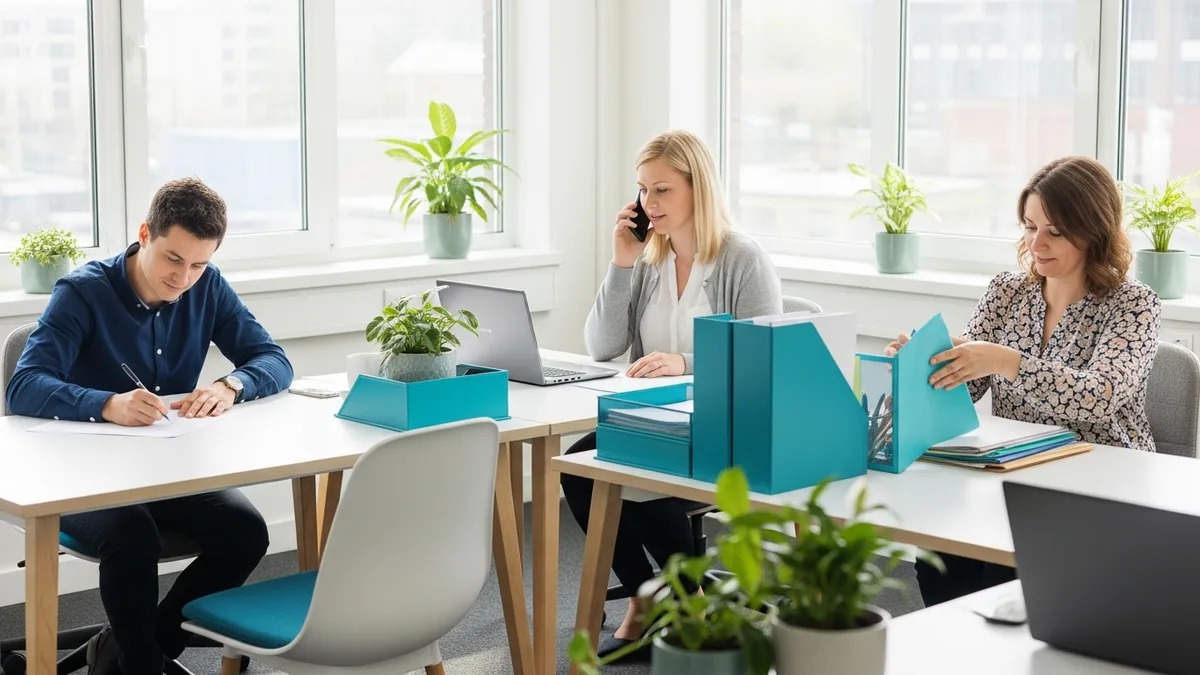 Small business employees continuing to work while a Microsoft 365 migration runs in the background