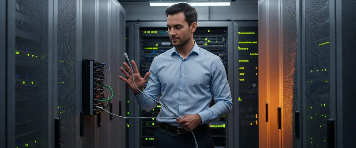 IT technician isolating a server from the network during a ransomware incident response