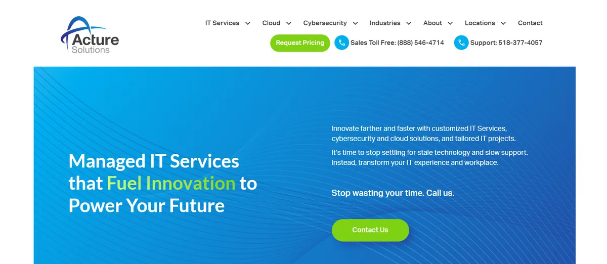 Acture Solutions managed IT services Westchester County homepage