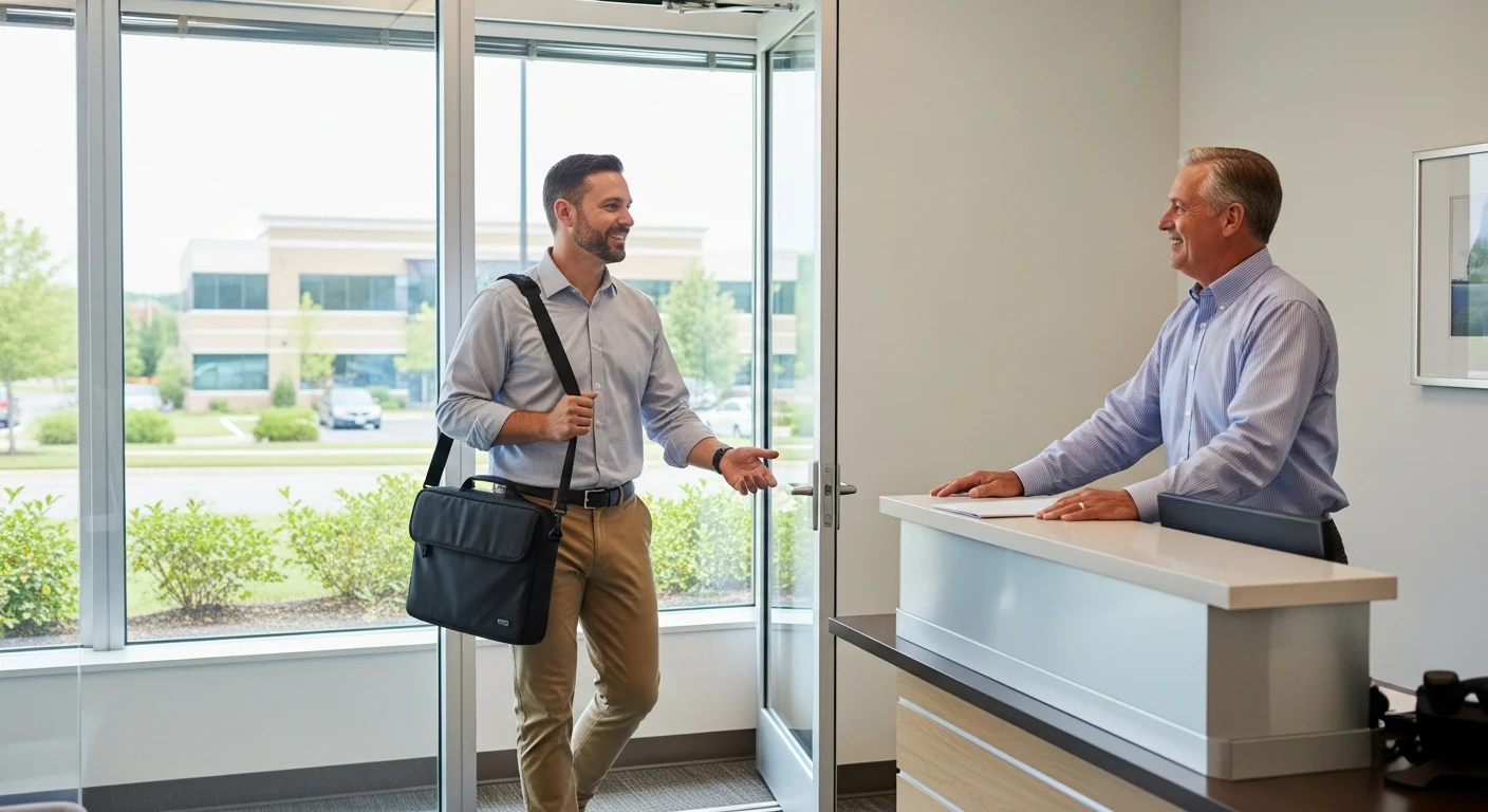 IT consultant meeting with a small business owner at an office in Bergen County NJ