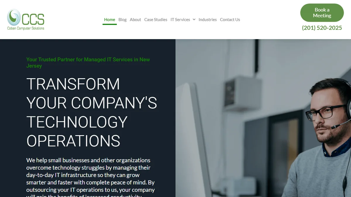Coban Computer Solutions homepage showing managed IT services for small businesses in Bergen County New Jersey