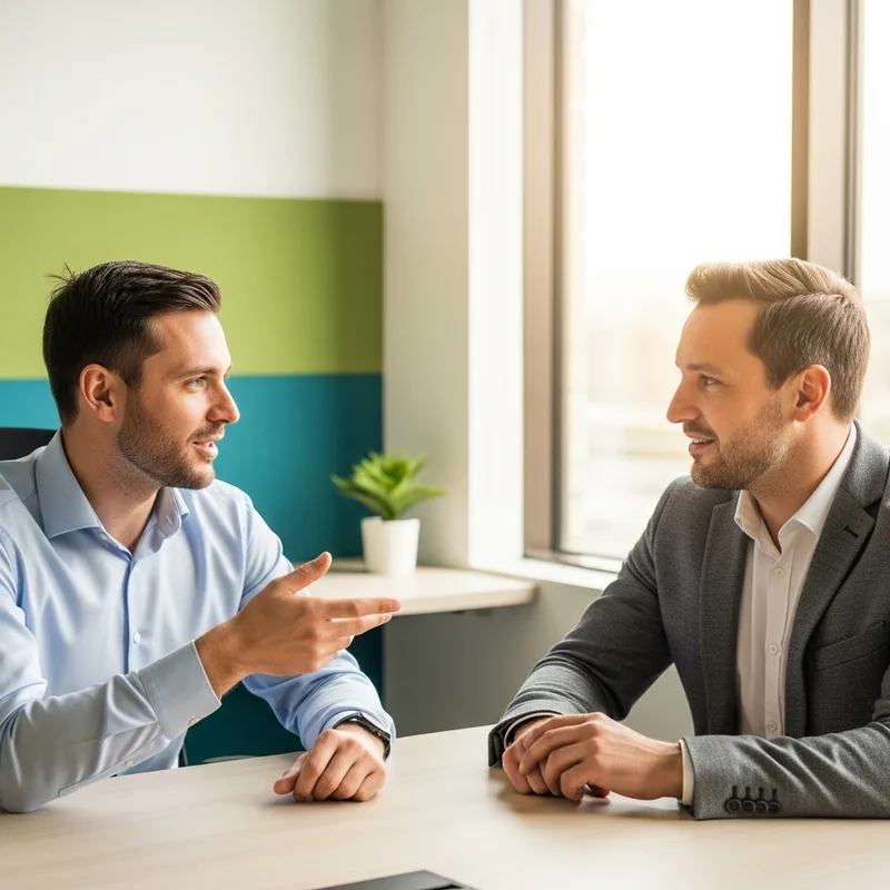 IT consultant and small business owner discussing cyber insurance readiness in a modern office