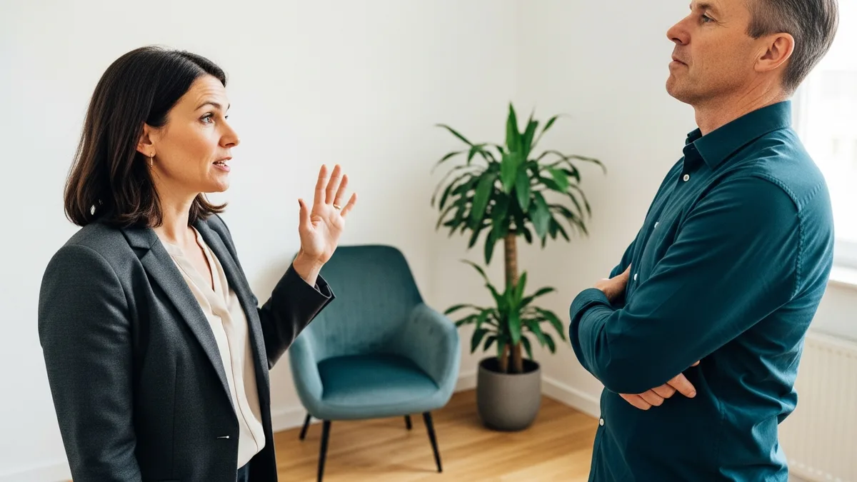 Accounting firm partner discussing IT provider requirements with a managed IT consultant in a Bergen County office