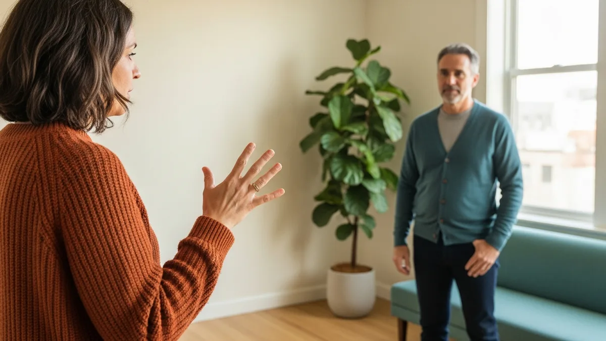 Business owner and managed IT consultant discussing monthly IT cost in a Bergen County New Jersey office