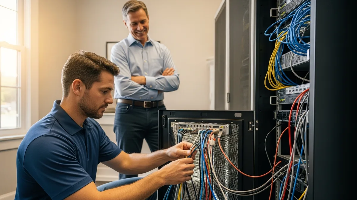 IT consultant making an on-site visit to a small business office in Rockland County