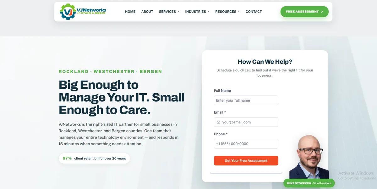 VJNetworks managed IT services for Bergen County small businesses