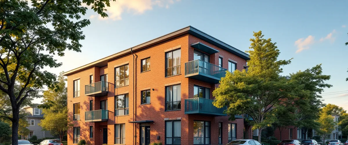 Suburban multifamily apartment building of the kind managed by property management firms across New York and New Jersey