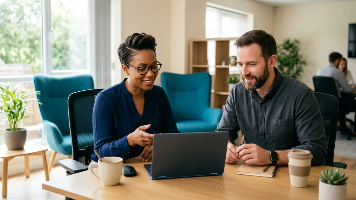 Internal IT manager and an outside engineer working side by side under a co-managed IT arrangement