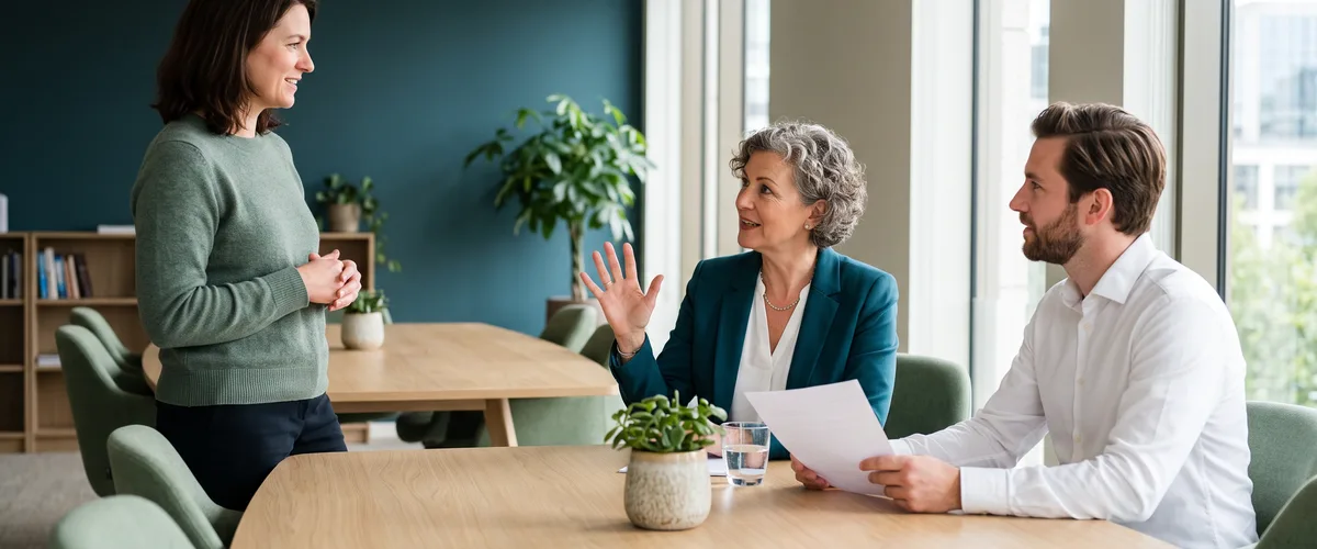 Three colleagues in a conference room discussing how their co-managed IT relationship runs day to day